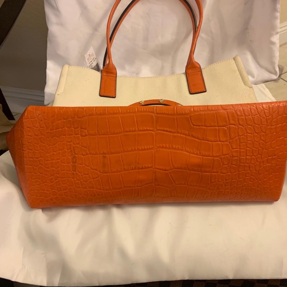 Vintage Michael Kors Orange 🍊 Croc 🐊 and Canvas - Picture 9 of 15